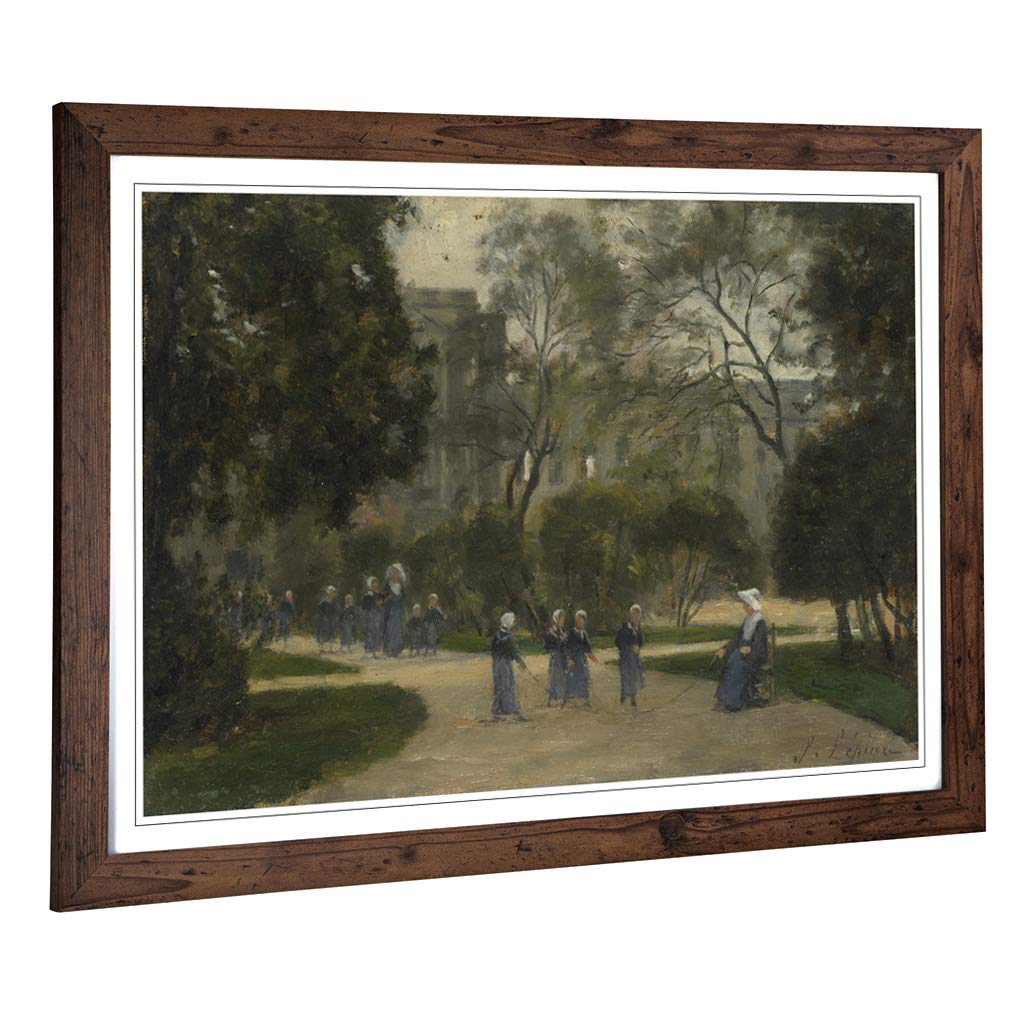 Big Box Art Framed Print of Stanislas Lepine Nuns and Schoolgirls Design | Wall Art Picture | Home Decor for Kitchen, Living Room, Bedroom, Hallway, Walnut, A2 / 24.5x18 Inch / 62x45cm