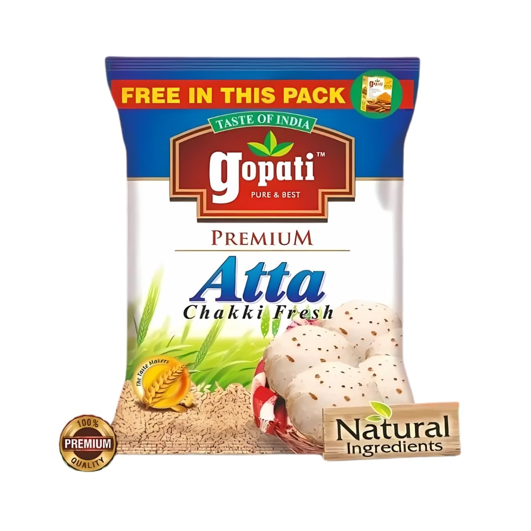 Gopati Chakki Fresh Atta | Whole Wheat Flour | 100% Atta 0% Maida | Supports Healthy Blood Sugar Level & Weight Management | High Fiber for Digestive Ease Atta - 5KG (B0DCJYYHYK) Amazon Price History, Amazon Price Tracker