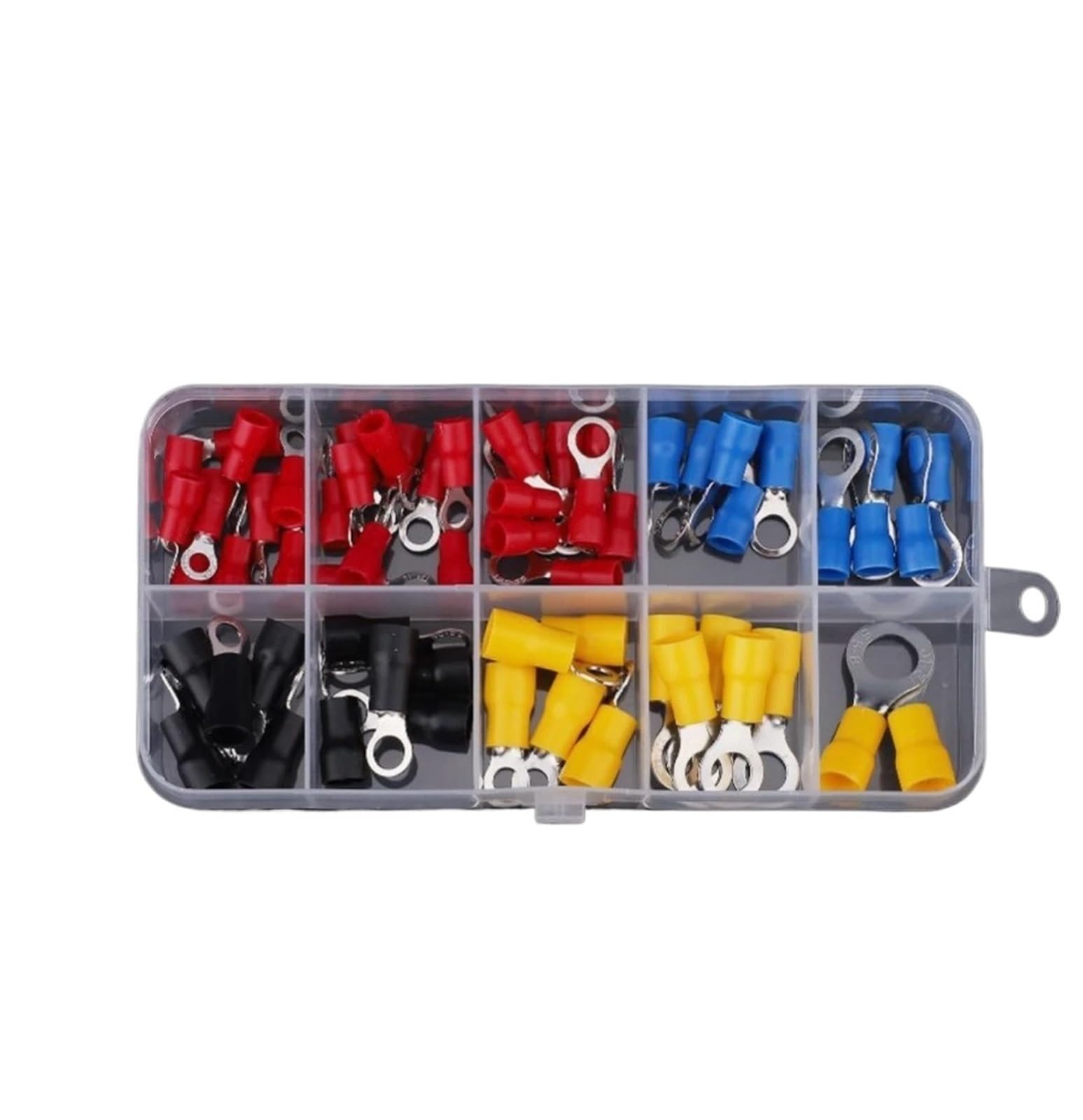 Baynopurin Men's 62Pcs Round Insulated Crimp Terminals Assorted Automotive Fe Spade Ring Fork Butt Insulated Crimp Terminal Lugs Cable Connector Kit(62Pcs)