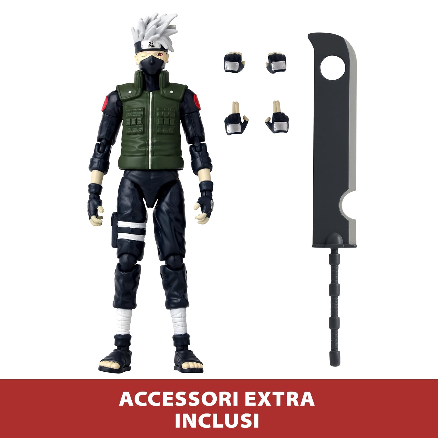 BANDAI - Anime Heroes - Naruto Shippuden - Figurina Manga Anime heroes 17 cm - Kakashi Hatake (Quarta Grande Guerra Ninja) - Figurina Kakashi articolata - Giocattolo per bambini 4 anni e + - 36963
