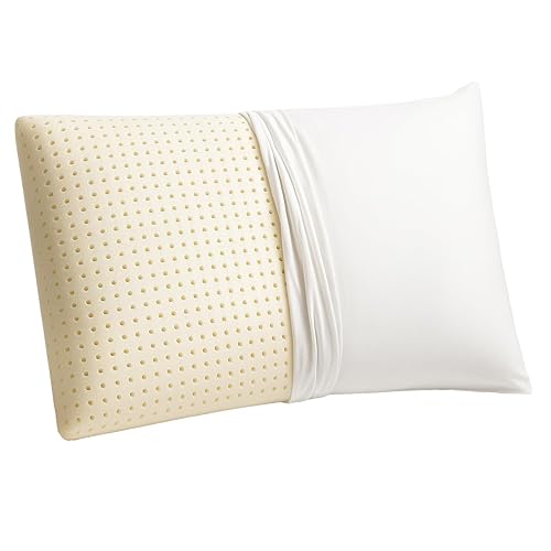 OrganicTextiles Extra Soft Talalay Latex Pillow (Queen Size), GOTS Certified Organic Cotton Cover, Bed Pillow for Sleeping, for Back, Side and Stomach Sleepers, Relieves Shoulder and Neck Pain - Queen (Pack of 1)