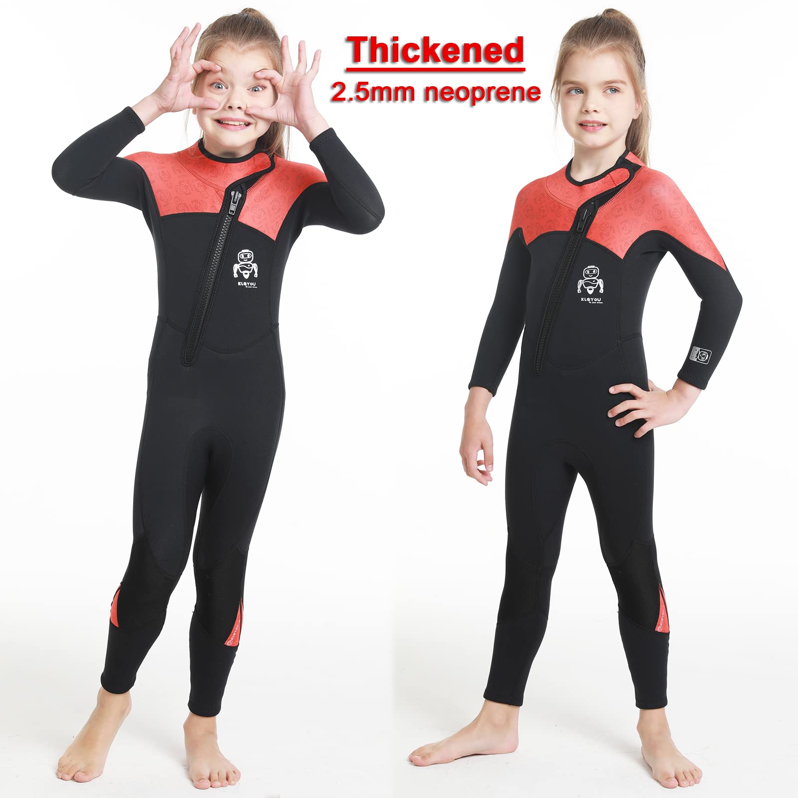 Kinder Tauchanzug Jungen Mädchen Langarm Neoprenanzug 2.5MM mit Frontreißverschluss Tauchanzüge Sonnenschutz Badeanzug