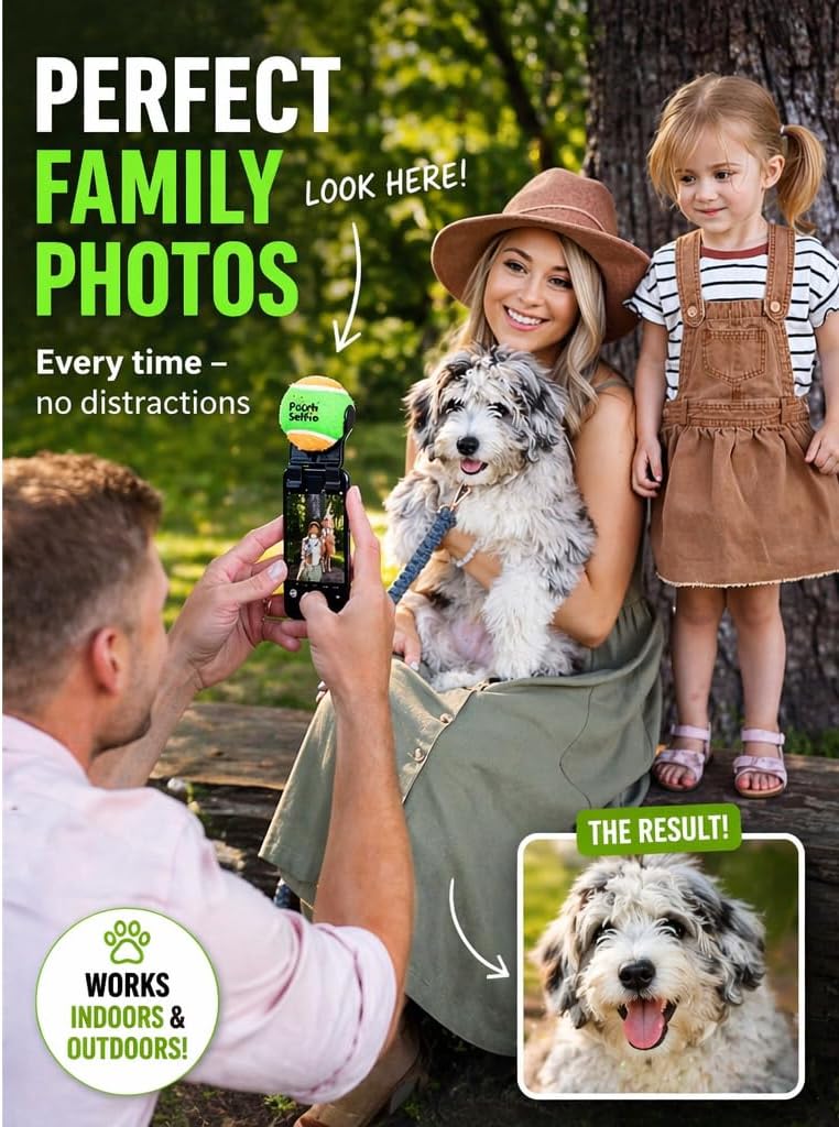 Dog Camera Toy Get Your Dog to Look at the Camera Instantly | Perfect Photos & Videos | Phone Clip with Attention-Grabbing Ball | As Seen on Shark Tank
