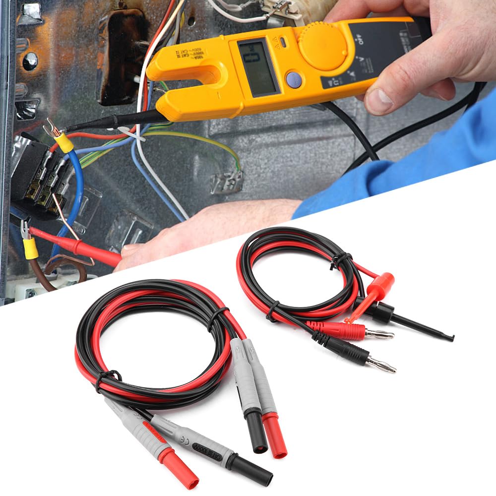 Kit de cables para multímetro,40 cables de prueba profesionales con conector banana de 4 mm macho a hembra de 4 mm,cables de prueba con conector banana doblado y más