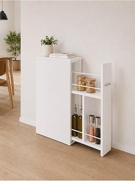Yukon Çok Amaçlı Sürgülü Organizer Dolap, Banyo ve Mutfak için, 20x60x70 cm, Beyaz