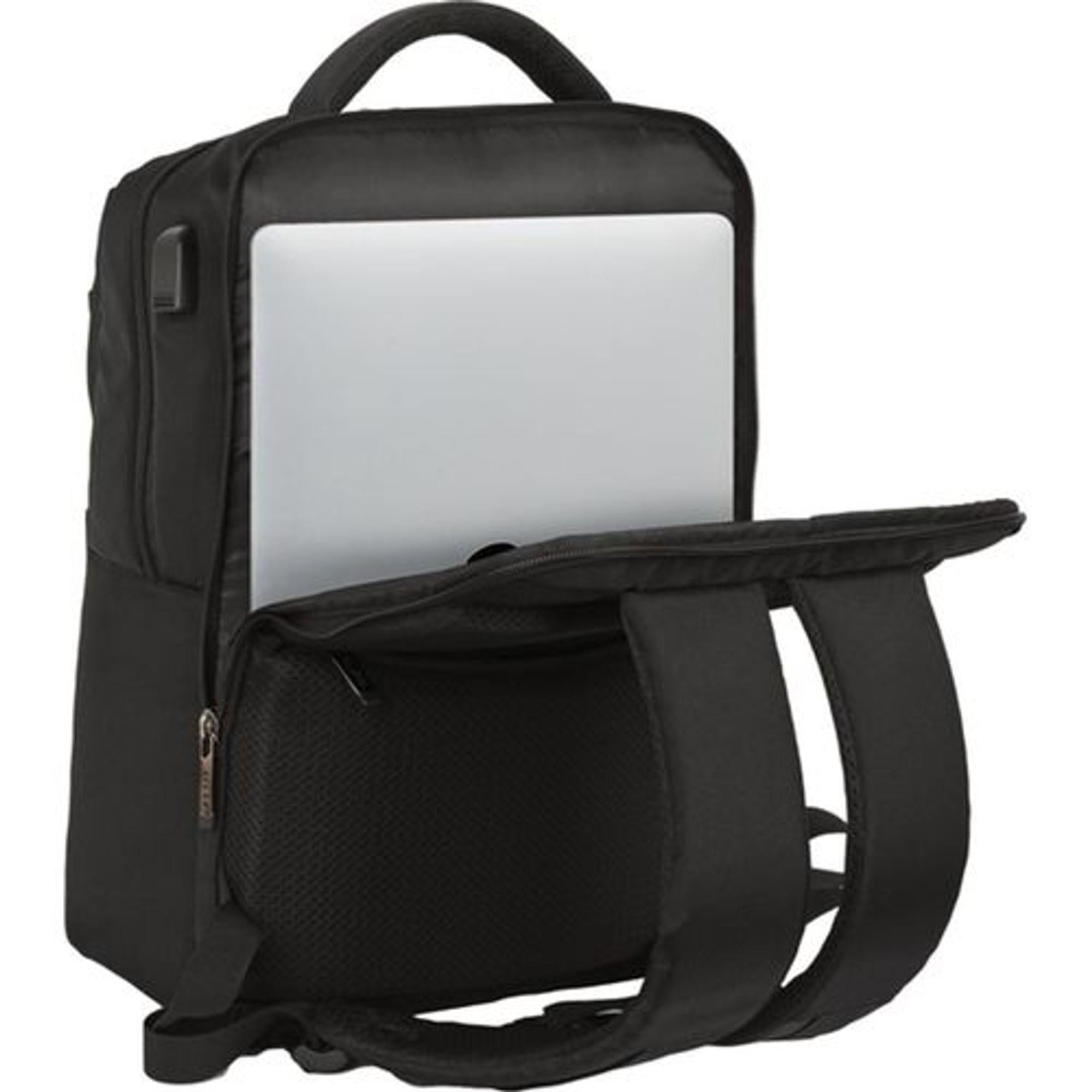 SAFTA Zaino per laptop da 13,3 pollici, con patta per laptop da 13,3 pollici, design executive, porta USB, scomparto imbottito e stile minimalista