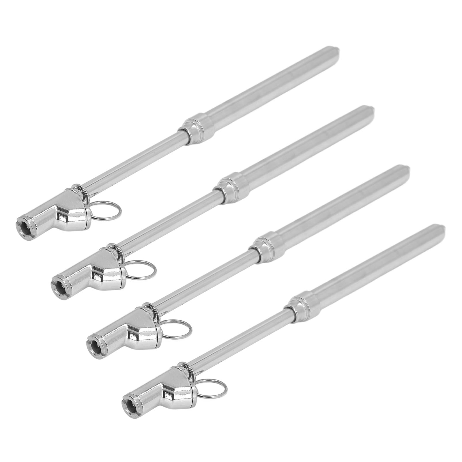 Lot de 4 manomètres de pneu à double tête de 30,5 cm, outil de mesure mécanique de la pression des pneus en acier inoxydable avec tube étendu pour camion, voiture, vélo, gamme 10