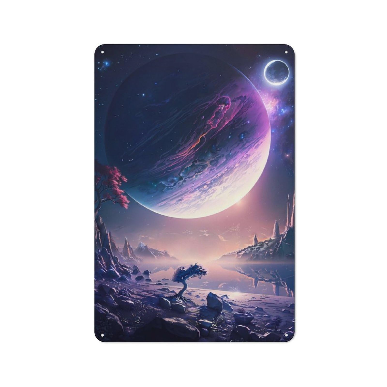 Planet Dreamscape Tin Wall Plaque 30x20cm, Rustic Cottage Wall Art for Dining Room, Cafe, Entryway Or Family Room