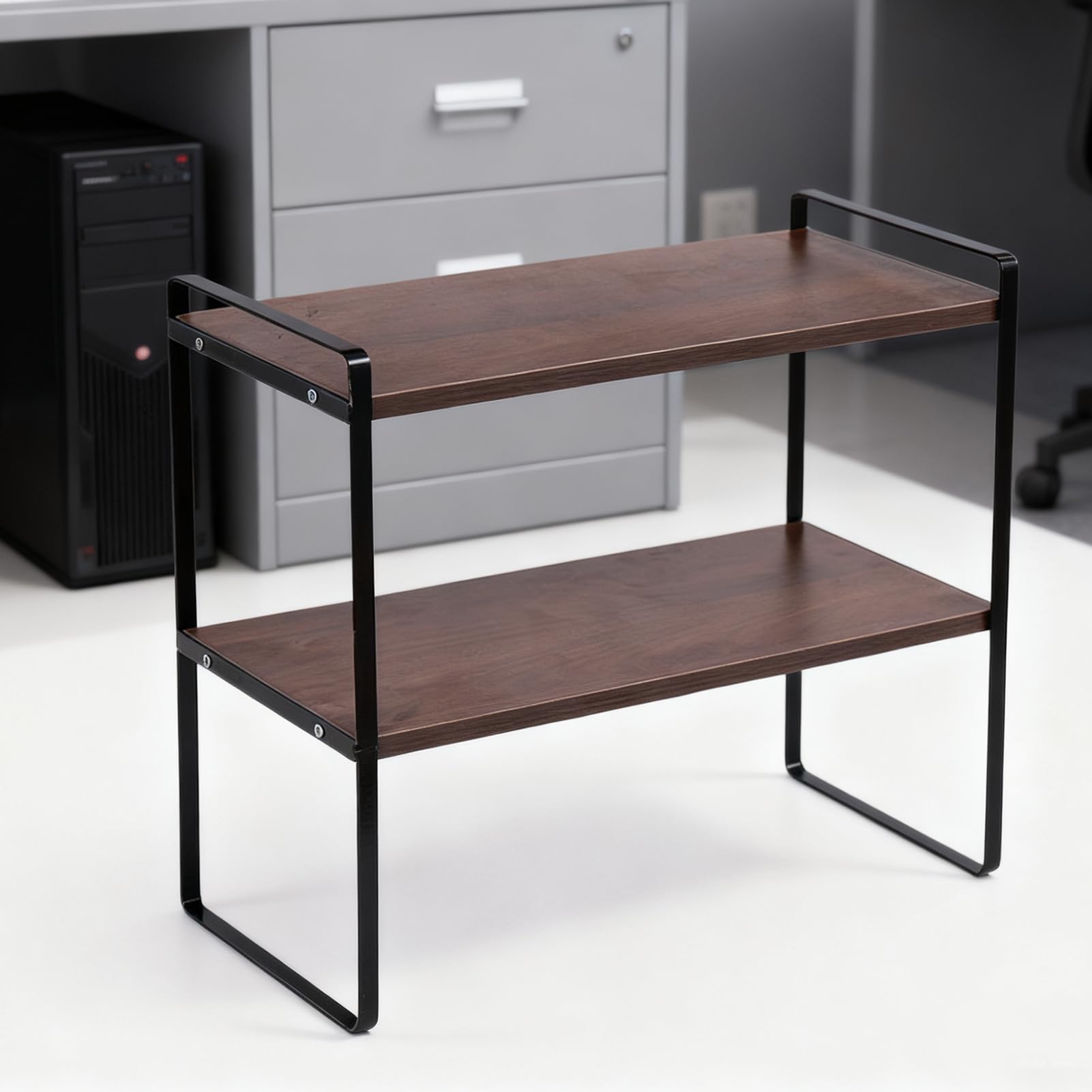 Organizzatore Libri Da Scrivania Scaffale Archiviazione 2 Livelli | Alzascrivania Per Cucina Contenitore Per Decorazione Casa Ufficio Camera con Collezioni e Libri
