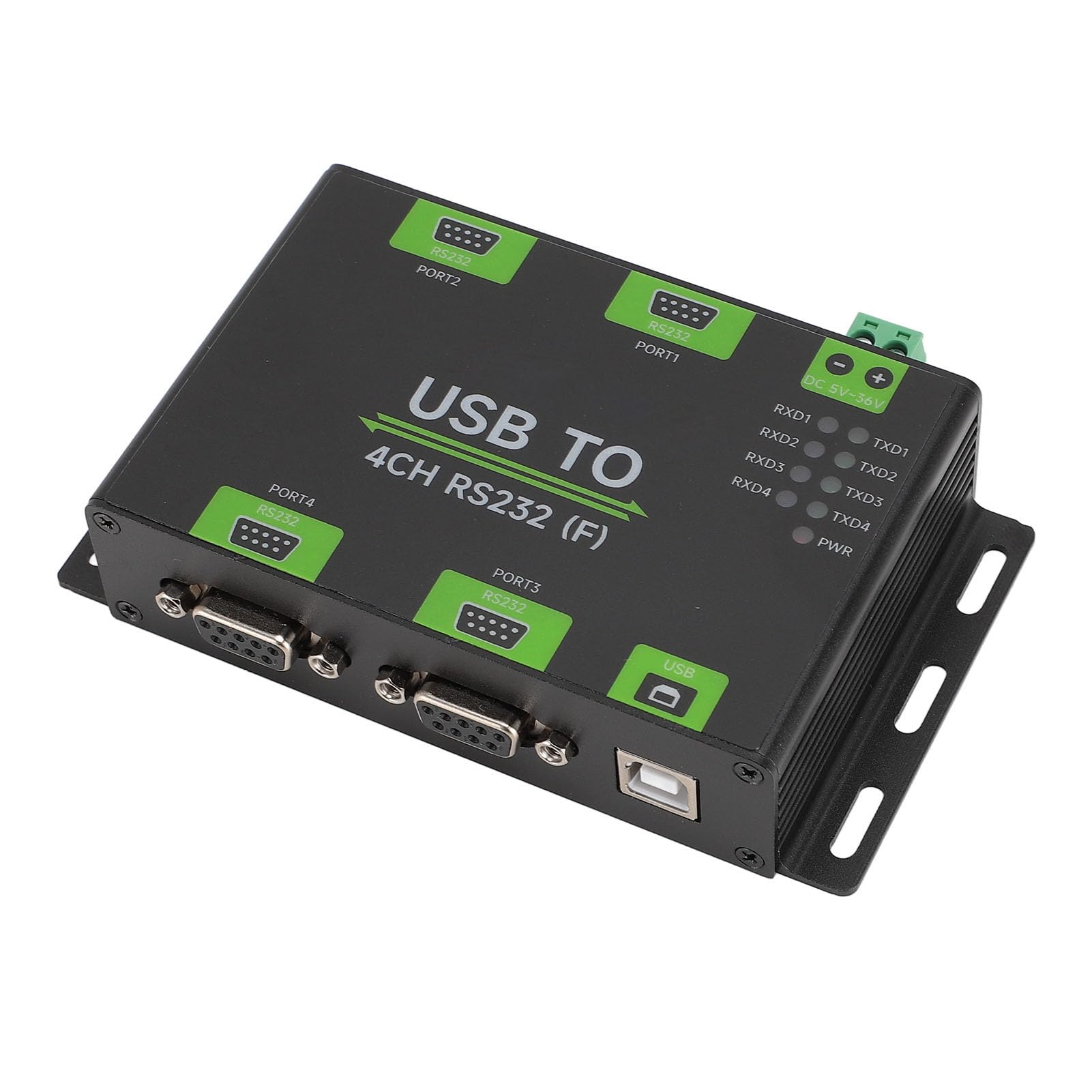 Emoshayoga Convertidor USB a 4CH RS232 Rendimiento Confiable para Comunicación Industrial - Aleación de Aluminio Duradera 1 Pieza