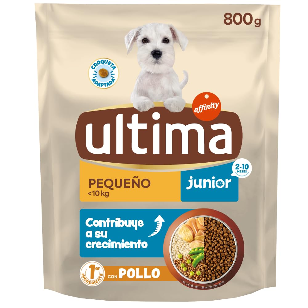 Ultima Nourriture pour Petits Chiens Mini Junior au Poulet, Lot de 8 x 800 g, Total : 6,4 kg