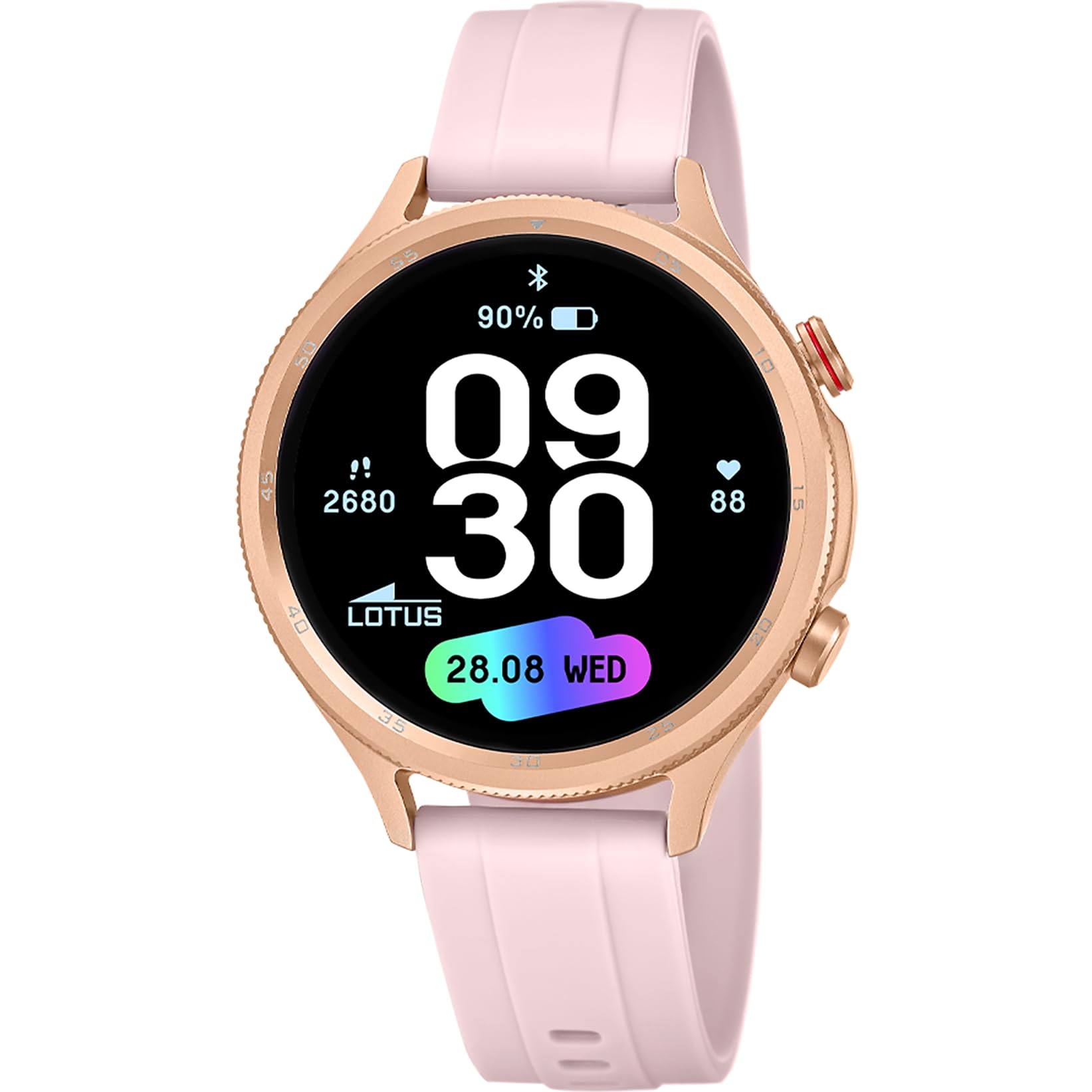 LOTUS Reloj Inteligente Hombre Mujer - Smartwatch Unisex Caucho Rosa - Resistente al Agua IP65 - Voz IA, Música, Cuenta Pasos y Calorías, Teléfono, Monitor Sueño 50204/​1 Naya Lite - Smartime 2nd Gen