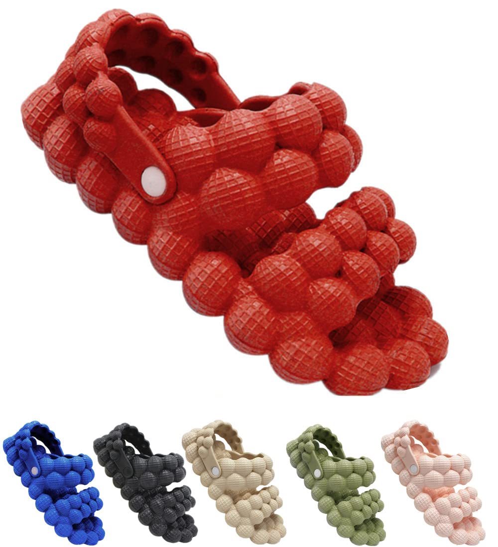 YUANTUBubble Sandals for Women and Men Funny Spa Slippers Unisex,Pool Beach Party Shoes,Unisex Shoes Couple Summer Slipper for Women Me(Red/T42-43)
