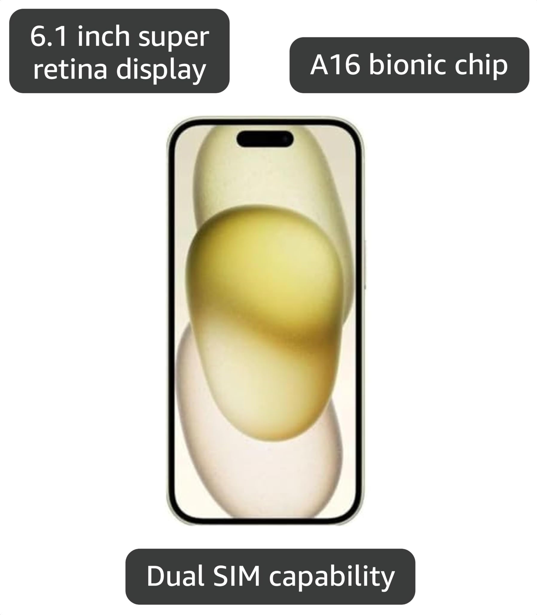 Amazon.com: Apple iPhone 15, 128GB, Yellow - Unlocked (Renewed
