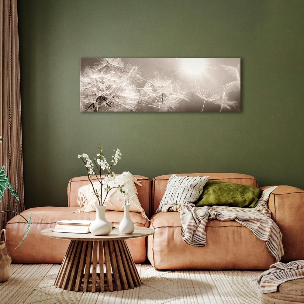 Cuadros B&D XXL - Cuadro en Lienzo Diente de leon 150x50 cm 1 pieza impresión en material tejido no tejido cuadro de pared impresión artística fotografía imagen gráfica Naturaleza Flores b-C-0161-b-a