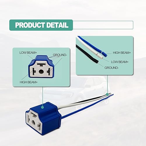 Miniatura 10 de 2 conectores de cerámica H4 9003 HB2 para faros delanteros, kit de arnés de relé de luz de cabeza H4, compatible con luces antiniebla, luz