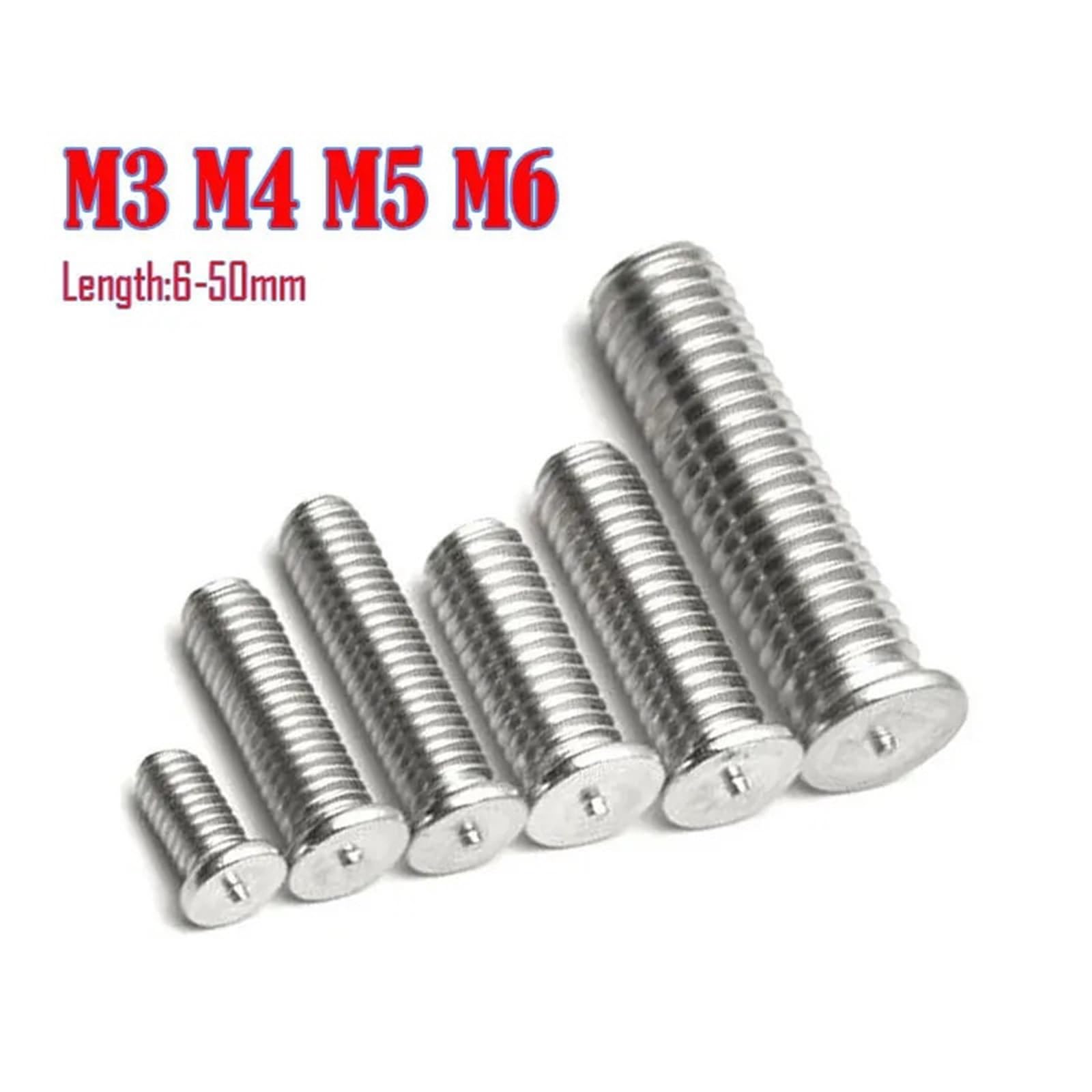 100-1000 piezas de espárragos soldadura M3 M4 M5 M6 for por descarga condensadores, tornillos acero inoxidable, clavos(Silver-500Pcs,12MM_M6)