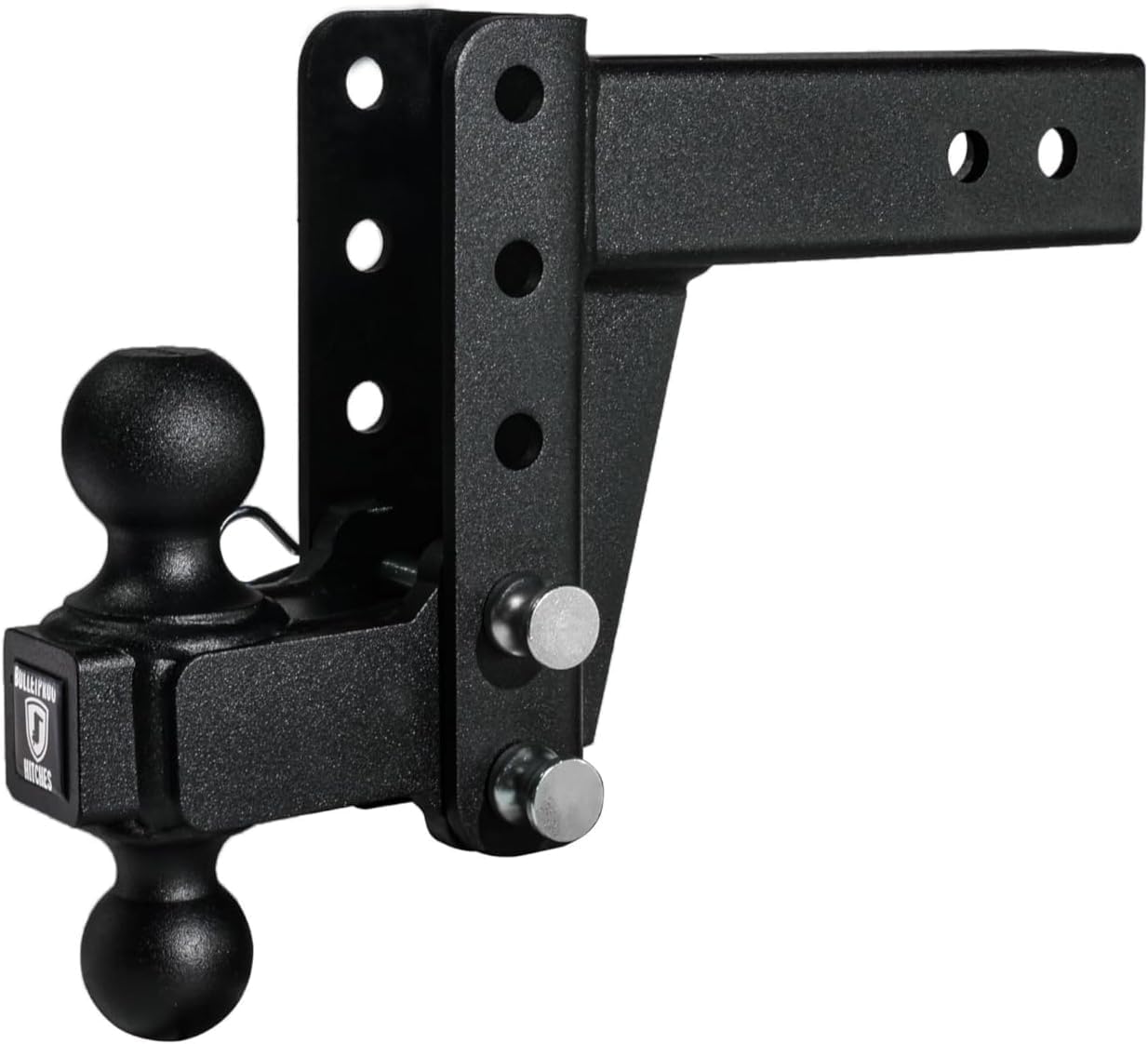 BulletProof Hitches - 2.5" Adjustable Medium Duty Trailer Hitch (14,000 lb. Rating) - Offset 4" and 6" Drop/Rise Trailer Hitch with 2" & 2-5/16" Dual Ball - Powder Coat, Box Steel, Corrosion-Resistant