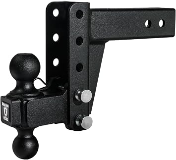 BulletProof Hitches - 2.5" Adjustable Medium Duty Trailer Hitch 14,000 lb. Rating - 4" Drop/Rise Trailer Hitch with 2" & 2-5/16" Dual Ball - Powder Coat, Box Steel, Corrosion-Resistant