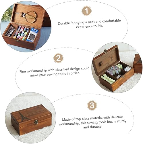 Miniatura 6 de ARTIBETTER 1pc Sewing Kit Desk Containers Wood Sewing Organizer Desktop Stationary Organizer Marker Storage Case Cajas Organizadoras Marker