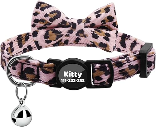 Collares personalizados de gato con campana de lazo, liberación rápida, impresión HD, collares de gatito personalizados para niñas y niños, patrón