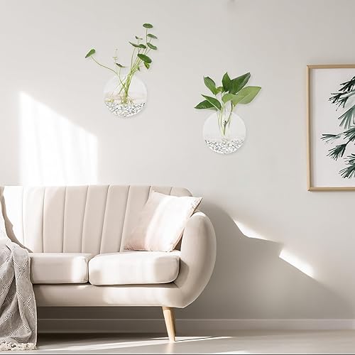 Miniatura 7 de Macetas colgantes de pared, paquete de 6 macetas de vidrio, jarrones redondos de vidrio, estación de propagación colgante, terrarios, contenedor