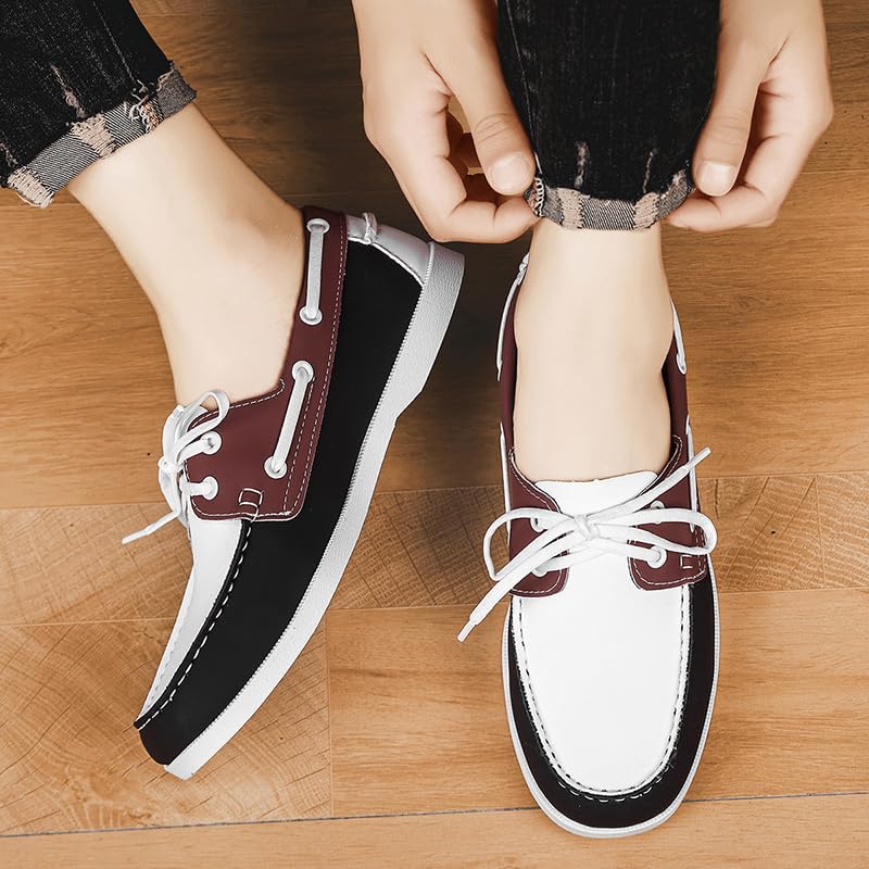 Men's Loafers - Classic Casual Lace-Up Shoes Boat Shoes Round Toe, Rubber Sole, PU Upper, Retro Style for Spring/Summer/Autumn3