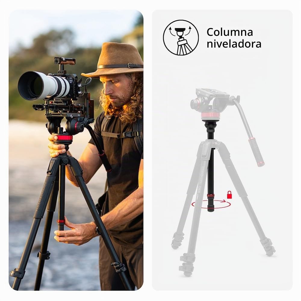 MANFROTTO Trépied vidéo en Aluminium Avec rotule fluide à Base Plate Type 5