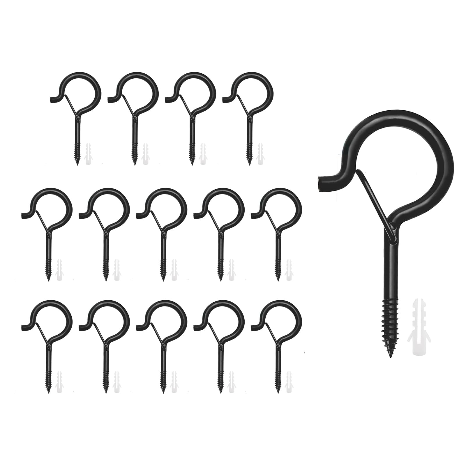 ZPLASK 15Pcs Screw in Hooks, Q-Hanger Ceiling Hooks for Outdoor Lights, Hanging Plants, Fairy Lights, Bird Feeder, Christmas Decor - Safety Buckle