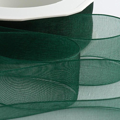 Italian Options Organza Chiffon Ribbon Sheer Organza Ribbons for Gift Wrapping Presents Crafting Wedding Flower Bouquets Birthday Decorations Décor 38mm x 20 Metre Roll Dark Green