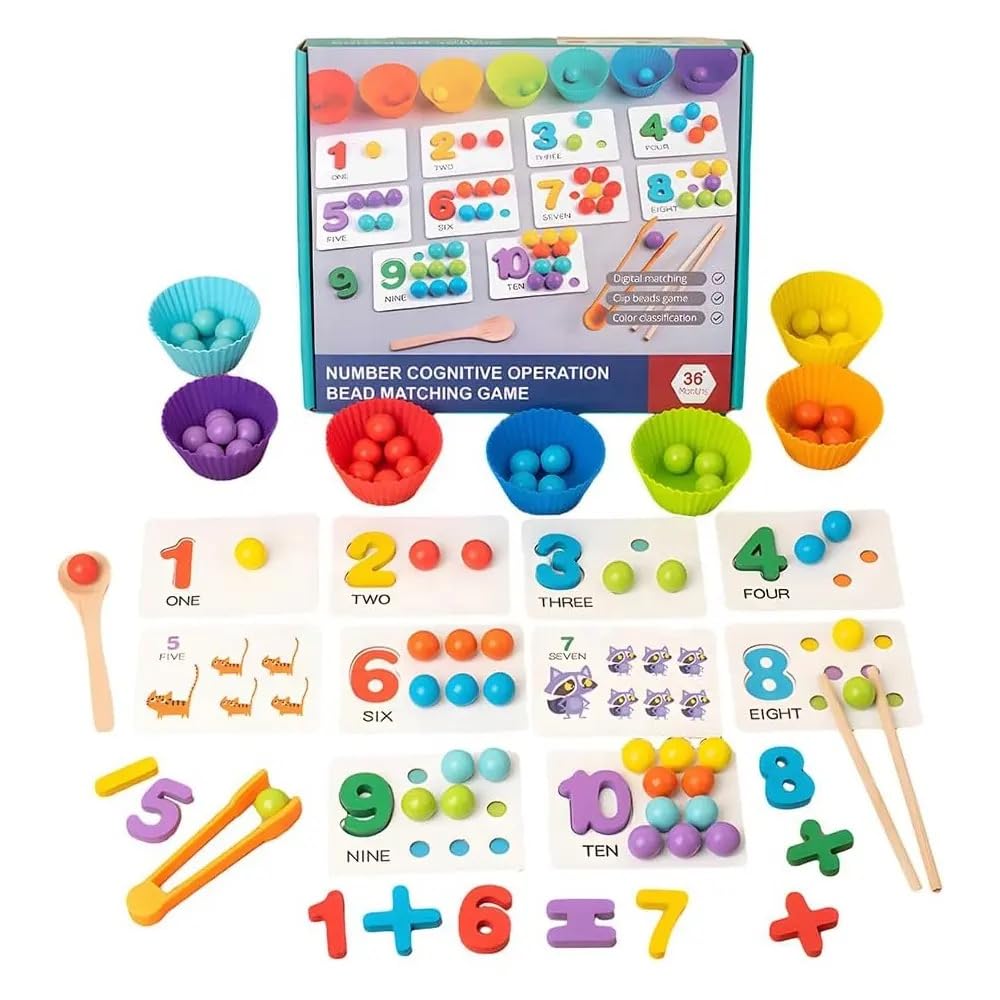 Rainbow Sorting Beads for Kids - Montessori Learning Toy for Fine Motor Skills