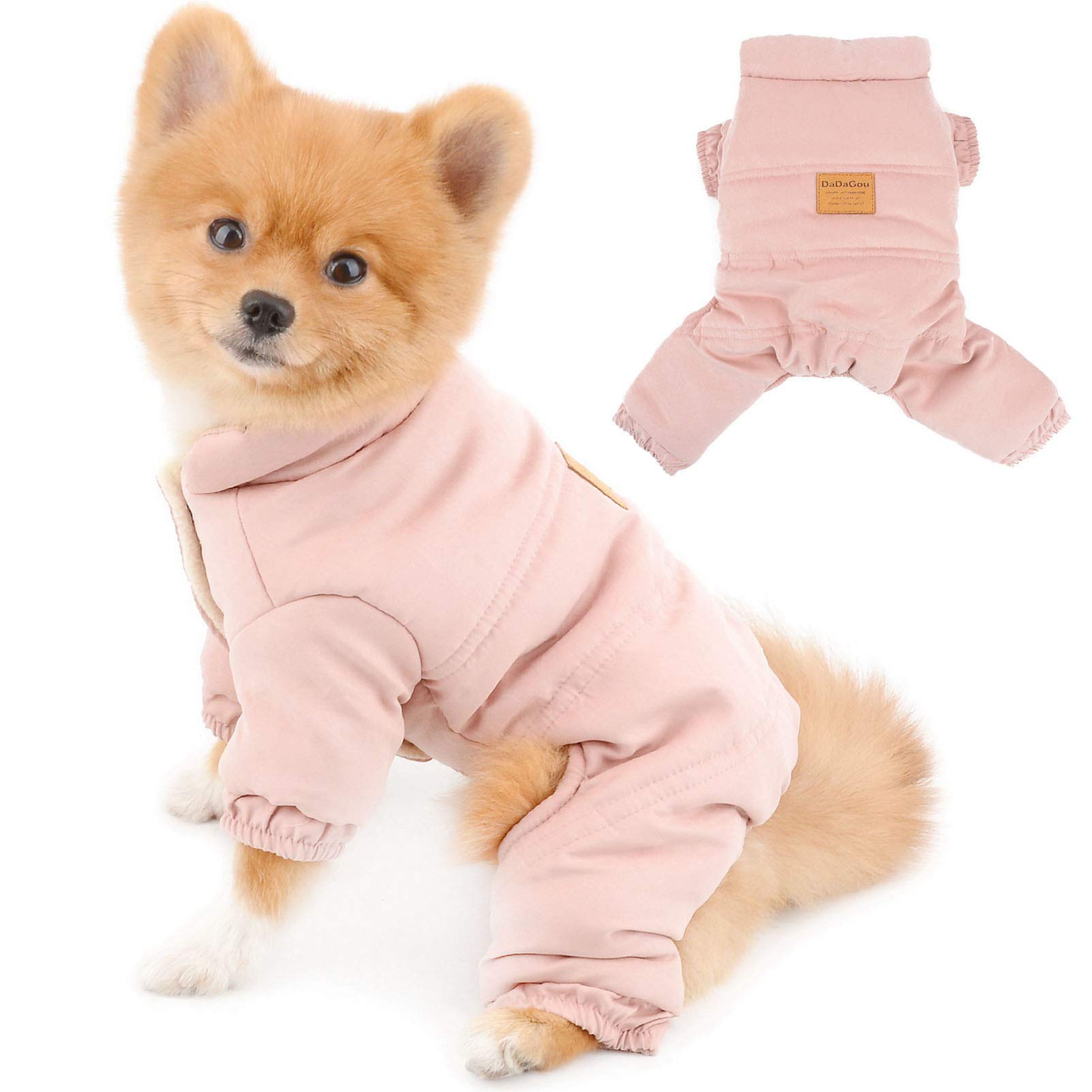 SELMAI Waterproof Dog Winter Coat Solid Color Soft Warm Fleece Pet Clothes for Small Medium Dogs Cats Apparel for Puppy Comfortable Thick Padded Jacket Chihuahua Snowsuit Cold Weather Pink XL