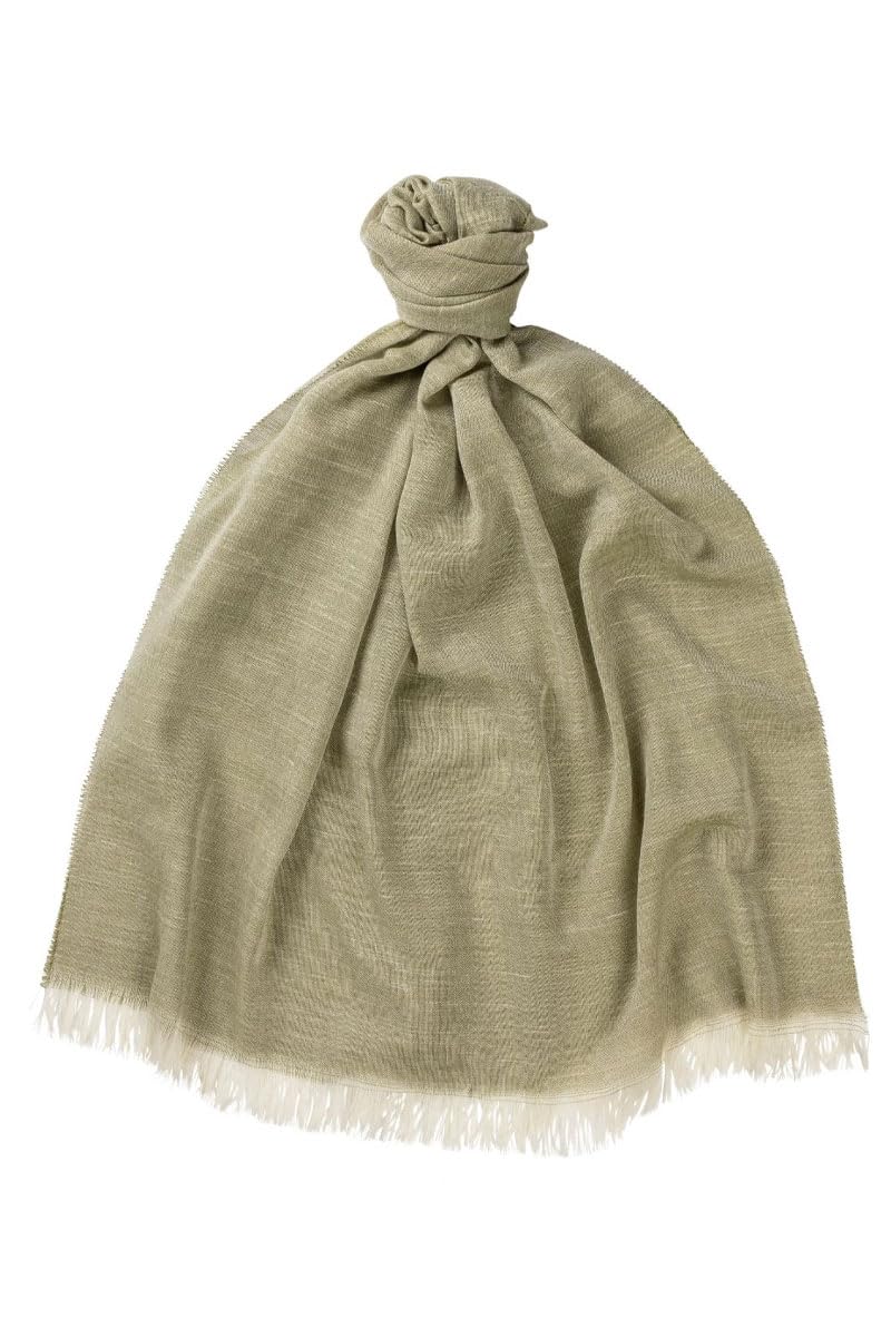 Glen Isla Cashmere/Silk/Wool/Linen Summer Lightweight Scarf/Stole/Shawl - Green| Made In Scotland