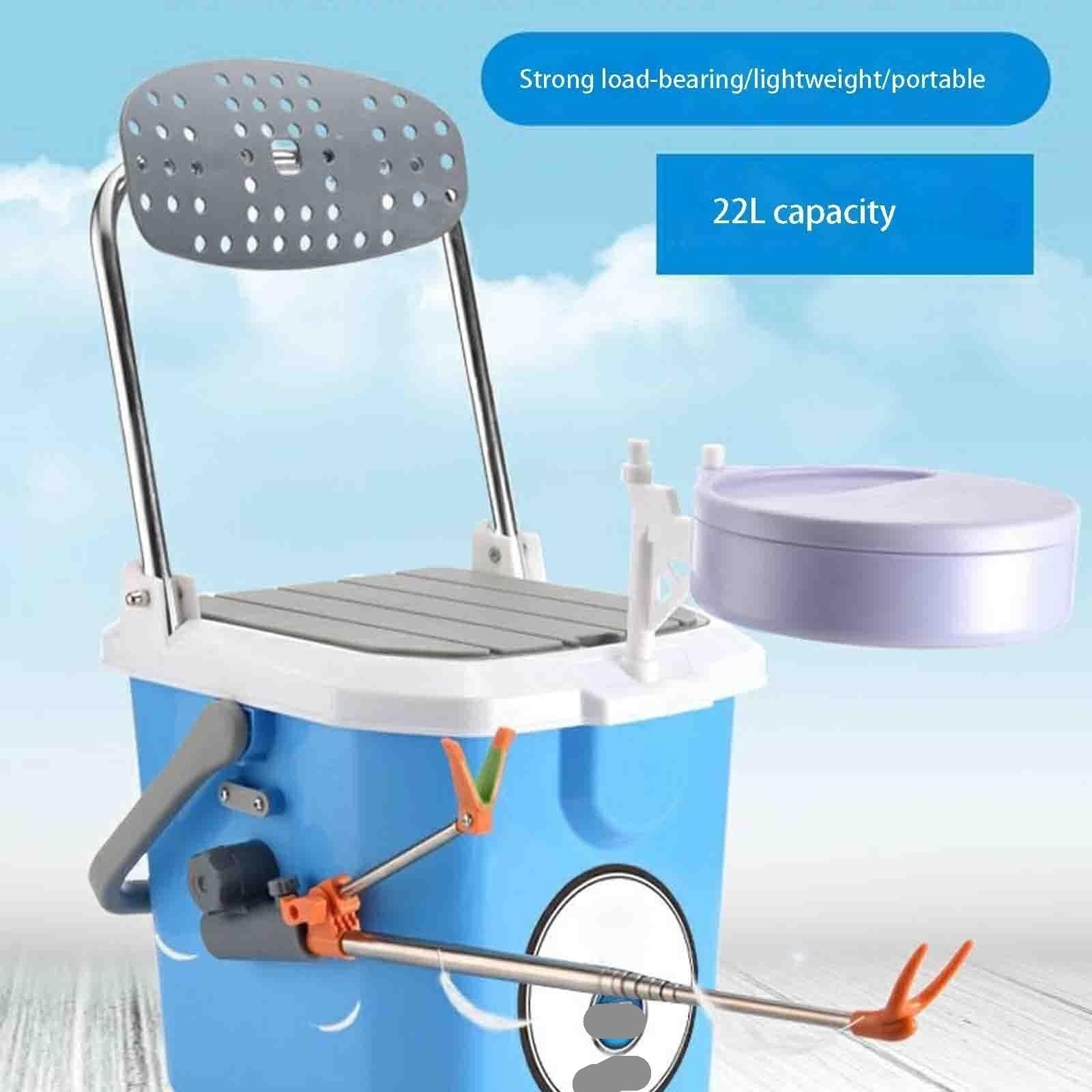 Caja de Pesca para Almacenar La Caja De Pesca De 22 Litros Es Liviana Y Puede Sentarse. Caja De Pesca Pequeña Multifuncional Con Respaldo Con Correa Para El Hombro. Caja Pesca Portátil(White)