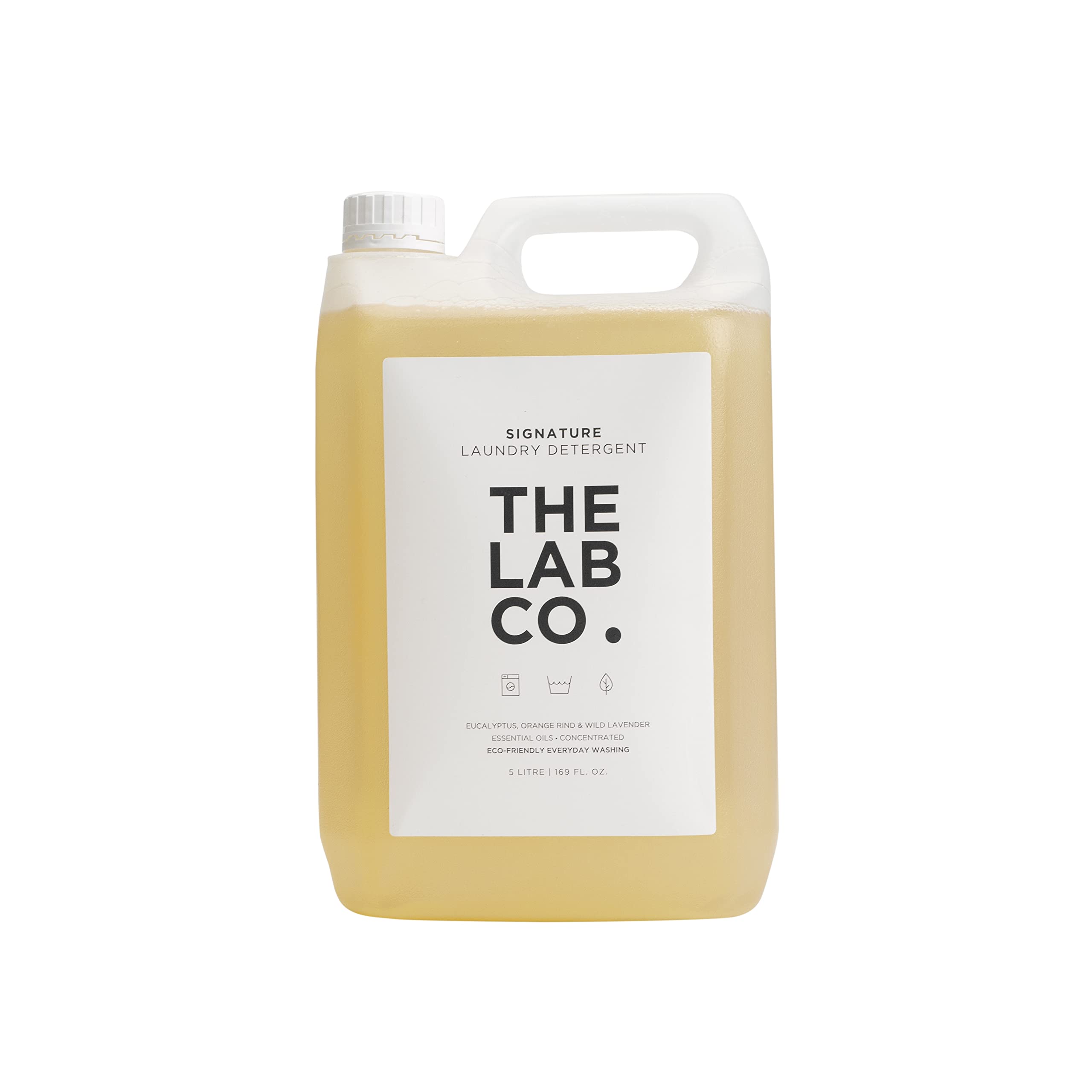 The Lab Co. Signature Laundry Wash 5 litre. For machine and hand washing. Lavender and orange rind. Non-Bio and Non-Toxic. For up to 320 washes.