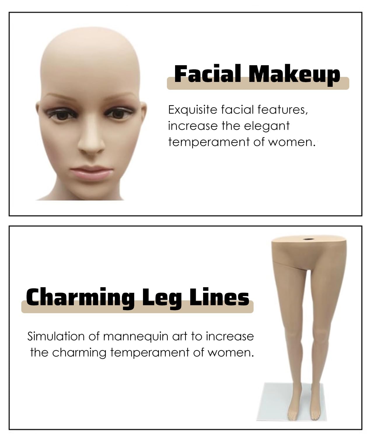 Generisch Mannequin, bewegliche weibliche Schaufensterpuppe für die Kleiderpräsentation, Abnehmbarer Oberkörper und Kopf, ideal für Geschäfte, Verkaufsveranstaltungen und Schulungen (Deep Coffee)