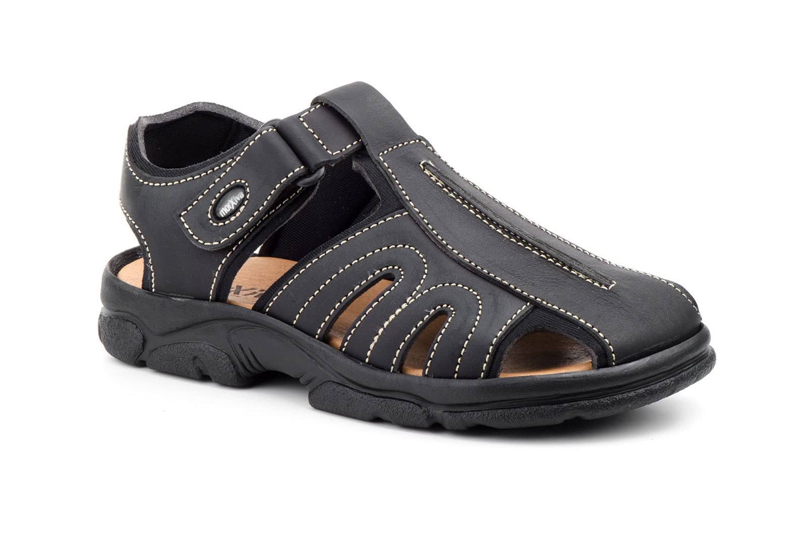 GenéricoMORXIVA 7018 Sandal Leather Nobuck Lining Neoprene Zero Rada Toe Anatomical Velcro Black