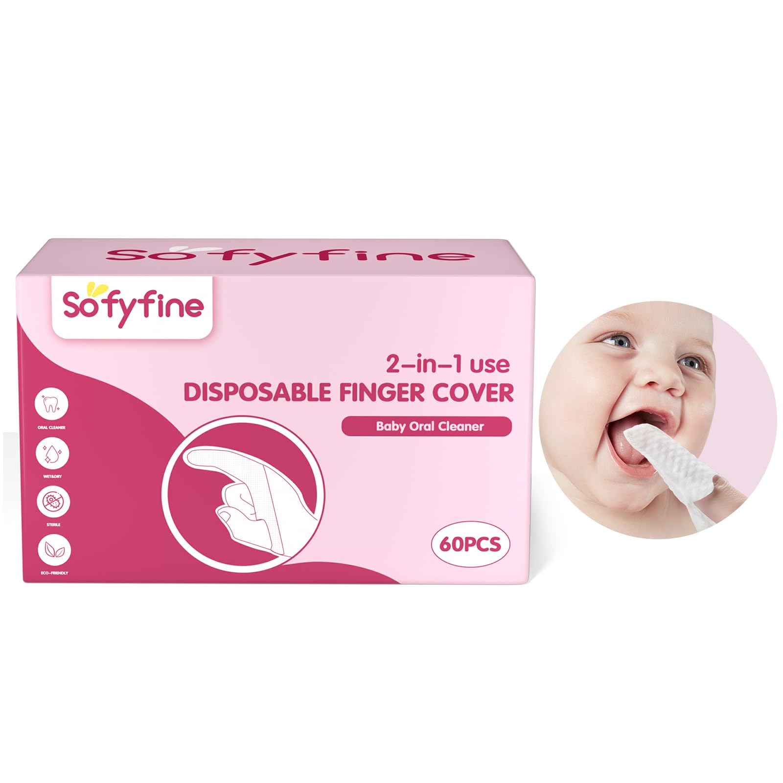 120 PCS Baby Tongue Cleaner for Newborn, Oral Finger Dry Wipes for Infant, Disposable Toddler Mouth Toothbrush for 0-24 Months