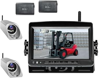 Wireless Split Screen Monitor 7 Inch 2CH Front View Camera Magnetic Base Power Bank Forklift Safety Camera Kit2CAM