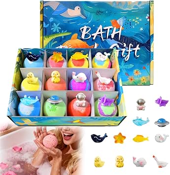 2026 New Bath Bombs Gift Set, 12pcs Bath Bombs with Toy Inside, Best Birthday, Party, Gift Set Blue