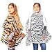 Juvale 12-Pack Kids Disposable Emergency Rain Ponchos with Hood, Zebra and Tiger Print