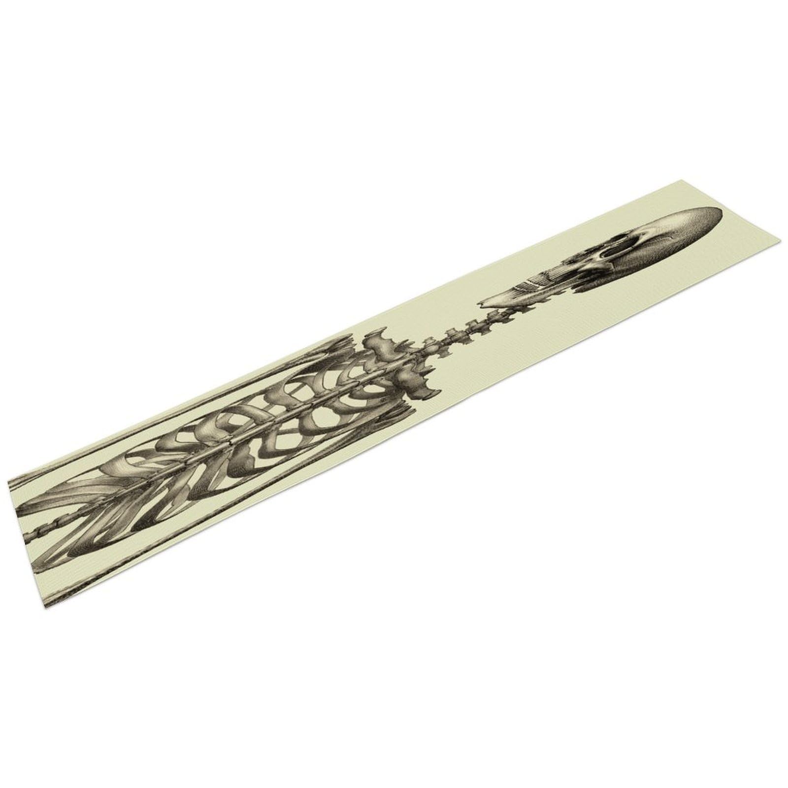 Btcowzrv Style Human Skeleton Linen Table Runner 72.4 Inches Long, Machine Washable Table Runner For Party Kitchen Dining Table Coffee Holiday Party Decor, 13.4"X72.4"