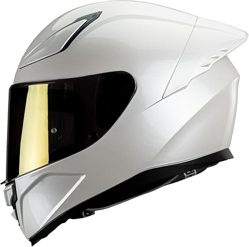 HAX Onix - Cascos de motocicleta de cara completa para hombre, cascos de motocicleta con pinlock listo, aprobado por DOT, ajuste cómodo, blanco, M