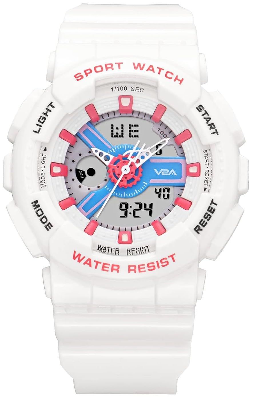 V2A Analog Digital 5Atm Waterproof Fashion Black Blue Kids Sports Watch For Boys And Girls 8 Years And Above, Watch For Kids Boys, Watches For Kids Boy, Kids Watches For Boys - Resin (B0B2T3PCHV) Amazon Price History, Amazon Price Tracker