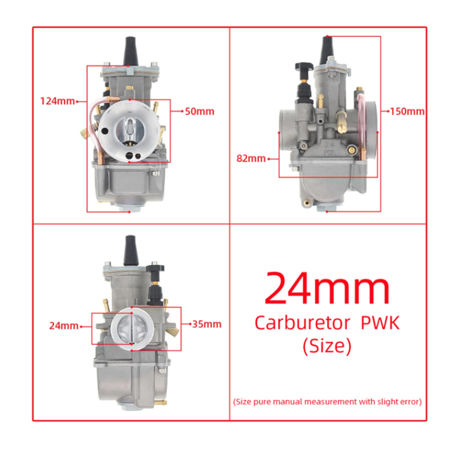 Viviance Carburatore Moto compatibile con PWK 21-34MM 2T 4T Carburatore Moto Con Power Jet compatibile con Yamaha Koso ATV Quad UTV - 24MM