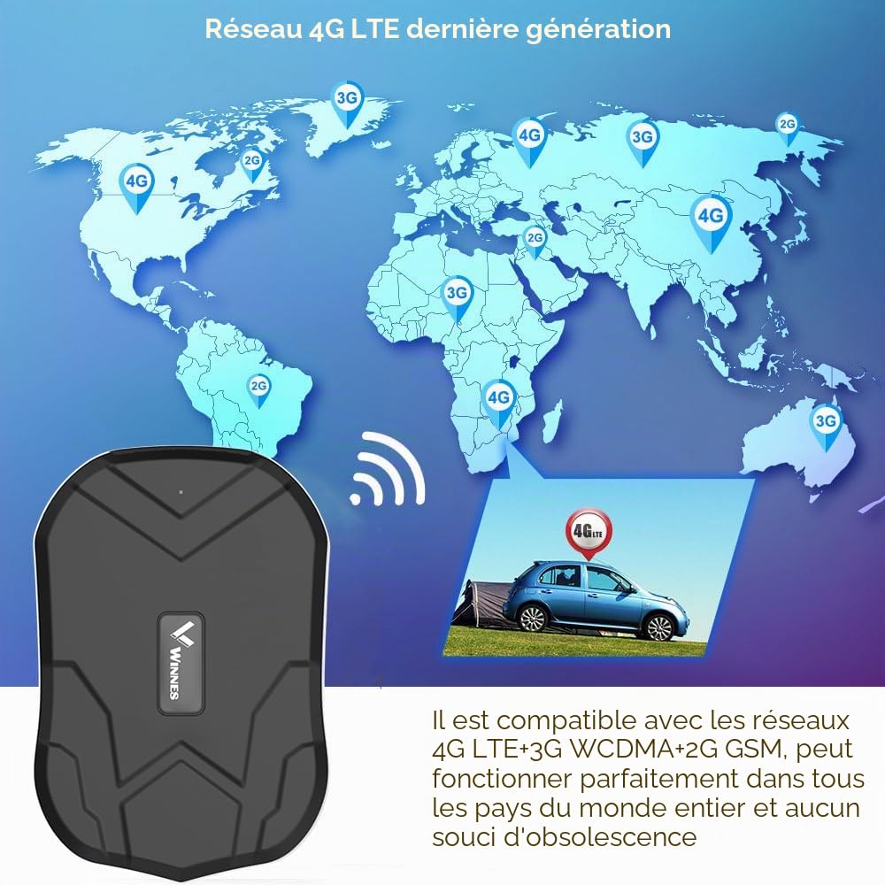 4G Tracker GPS 20000Mah TK905Pro Traceur GPS Voiture 240 Jours de Veille Localisation en Temps Réel avec Aimant Puissant Traqueur Portable Étanche Géolocalisation Alertes de Vibration SMS/APP/Web