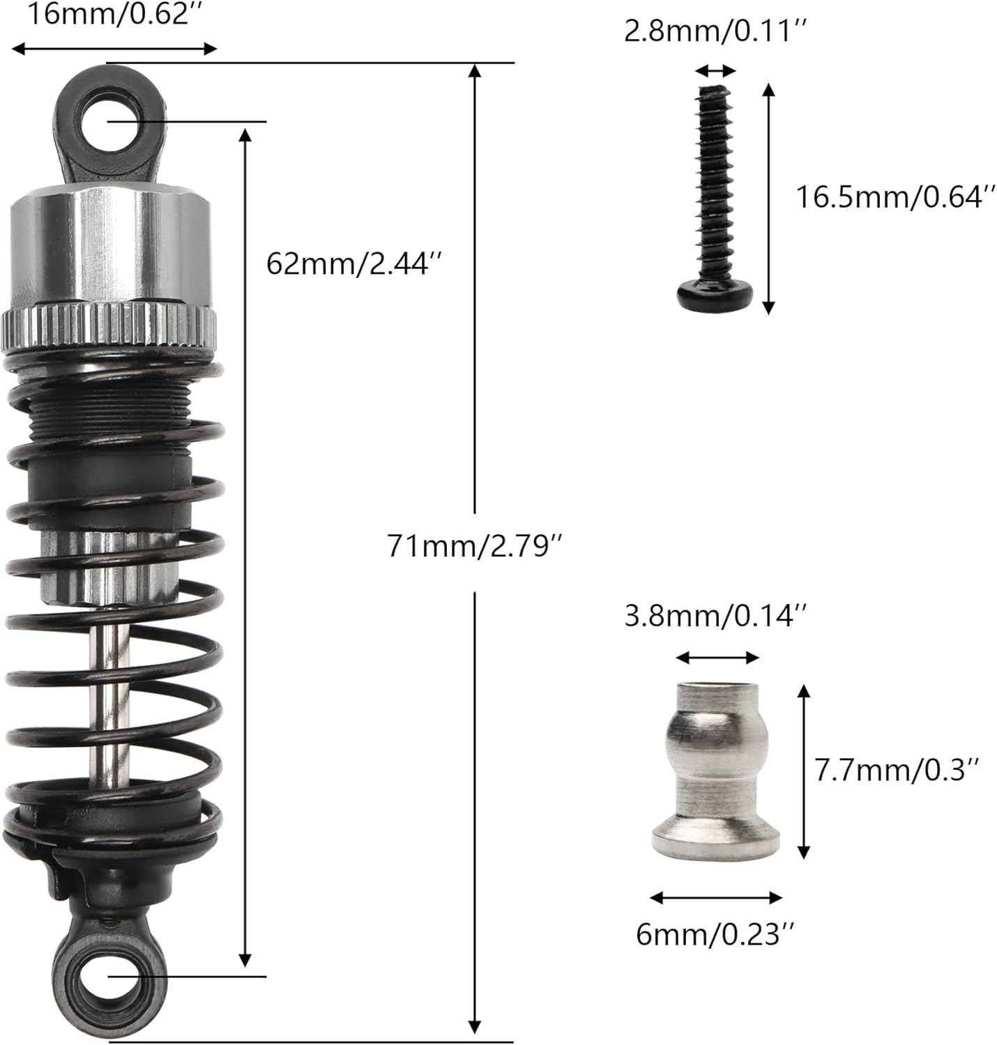 903A RC 90201F Front Aluminum Capped Shocks Spare Parts for 1:12 Bruhless Brushed 901A 903A 905A HM124 12815 RC Car Trucks