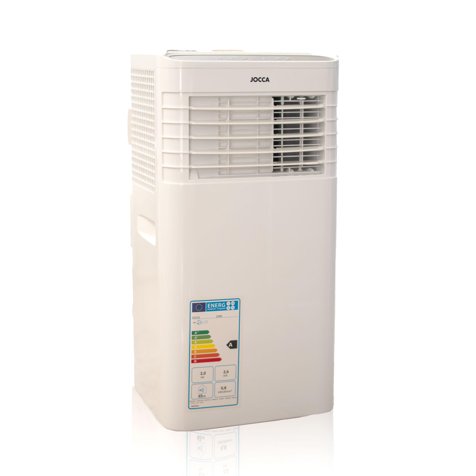JOCCA - Aire Acondicionado Portátil 7000 BTU con Control Remoto/Temporizador 24 Horas/Potencia 785W / Ruido <65 DB/Volumen de Aire 320 M3 por H/Con Ruedas para fácil Transporte (7000 BTU)