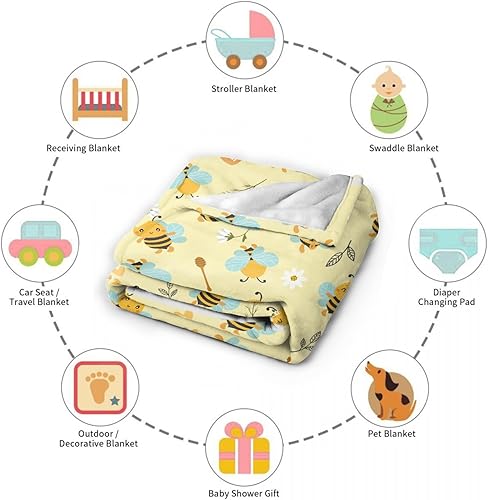 Miniatura 6 de Manta de abeja, manta de abejas, 40 x 50 pulgadas, ligera, súper suave, acogedora manta para sofá, cama, sofá y silla
