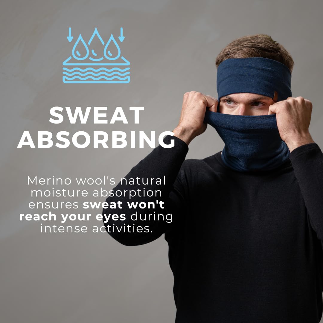 menique Opaska na głowę w 100% z wełny merynosów, dla mężczyzn i kobiet, sportowa opaska przeciwpotna, ocieplacz na uszy, opaska treningowa, do biegania, jazdy na rowerze, jogi, wędrówek, siłowni